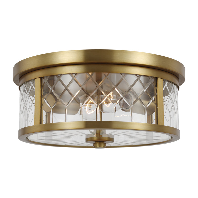 Visual Comfort Studio AF1072BBS Two Light Flush Mount, Burnished Brass