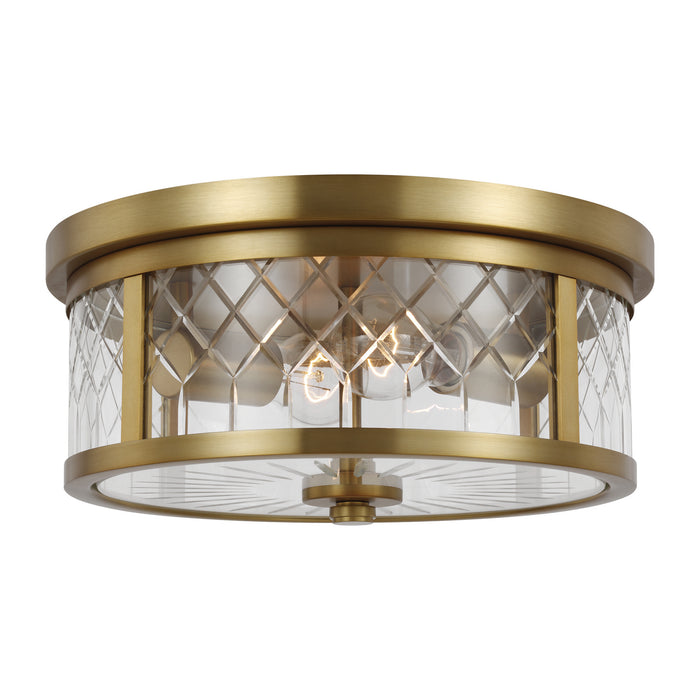 Visual Comfort Studio AF1072BBS Two Light Flush Mount, Burnished Brass