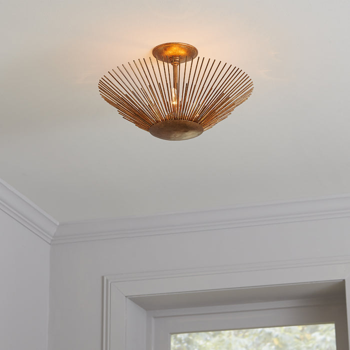 Visual Comfort Studio AF1083ADB Three Light Flush Mount, Antique Gild