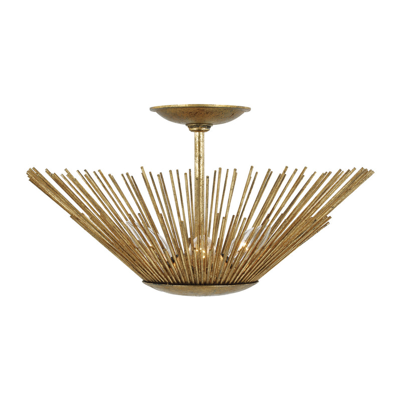 Visual Comfort Studio AF1083ADB Three Light Flush Mount, Antique Gild