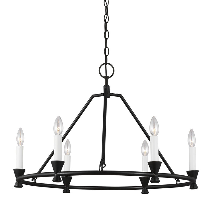 Visual Comfort Studio CC1196AI Six Light Chandelier, Aged Iron