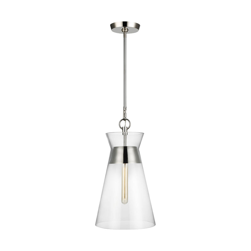 Visual Comfort Studio CP1021PN One Light Pendant, Polished Nickel