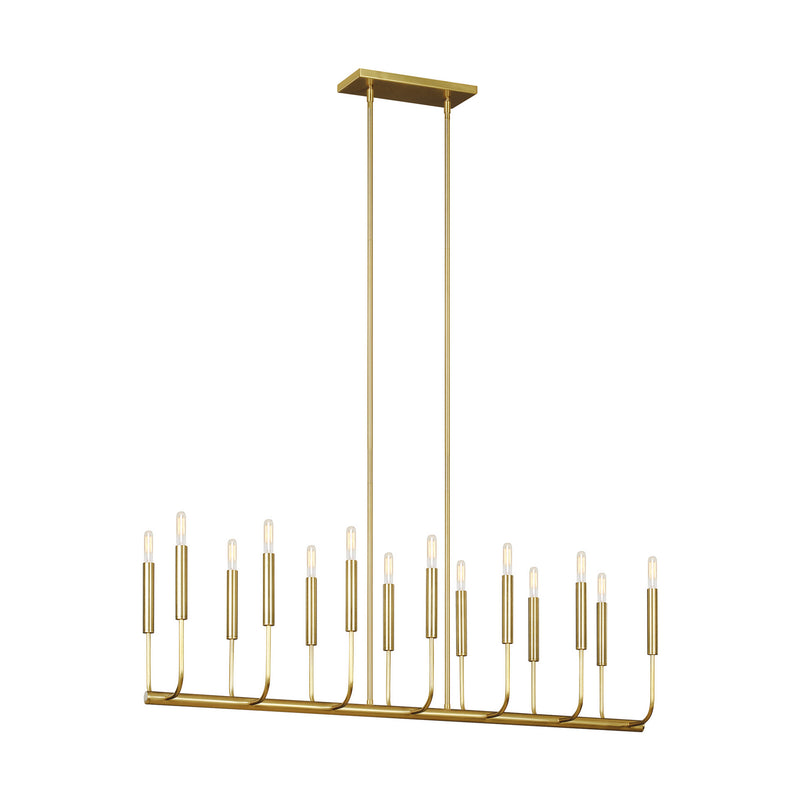 Visual Comfort Studio EC10614BBS 14 Light Linear Chandelier, Burnished Brass