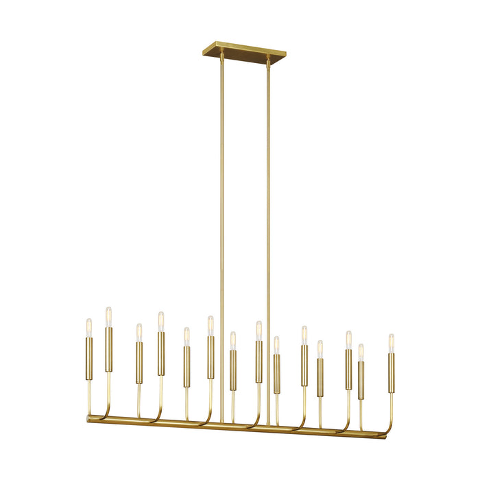 Visual Comfort Studio EC10614BBS 14 Light Linear Chandelier, Burnished Brass
