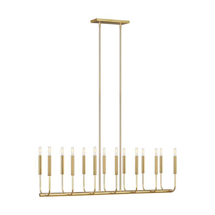Visual Comfort Studio EC10614BBS 14 Light Linear Chandelier, Burnished Brass