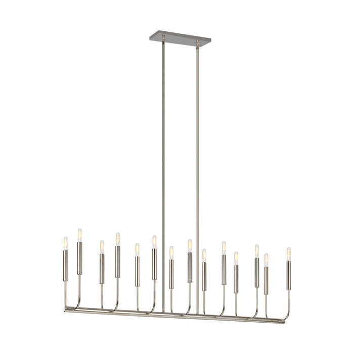 Visual Comfort Studio EC10614PN 14 Light Linear Chandelier, Polished Nickel