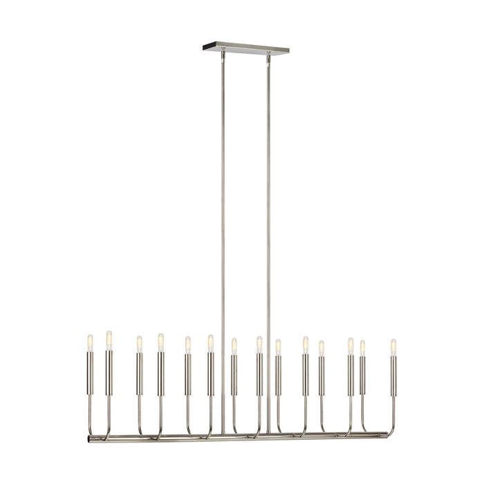 Visual Comfort Studio EC10614PN 14 Light Linear Chandelier, Polished Nickel