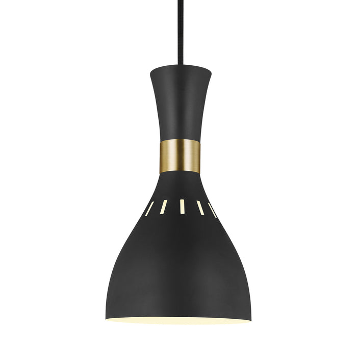 Visual Comfort Studio EP1141MBK One Light Pendant, Midnight Black