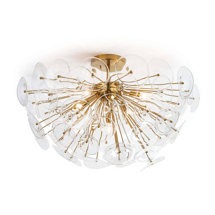 Regina Andrew 16-1232CLR Five Light Flush Mount, Natural Brass