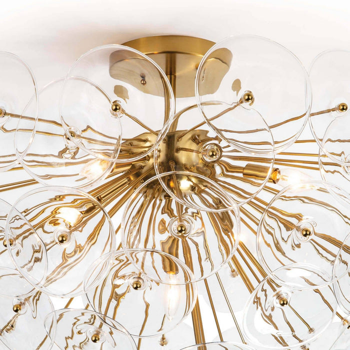 Regina Andrew 16-1232CLR Five Light Flush Mount, Natural Brass