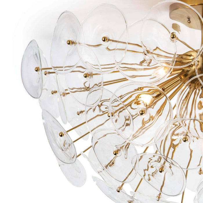 Regina Andrew 16-1232CLR Five Light Flush Mount, Natural Brass