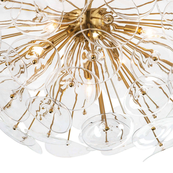 Regina Andrew 16-1232CLR Five Light Flush Mount, Natural Brass