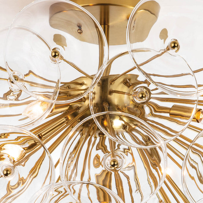 Regina Andrew 16-1232CLR Five Light Flush Mount, Natural Brass