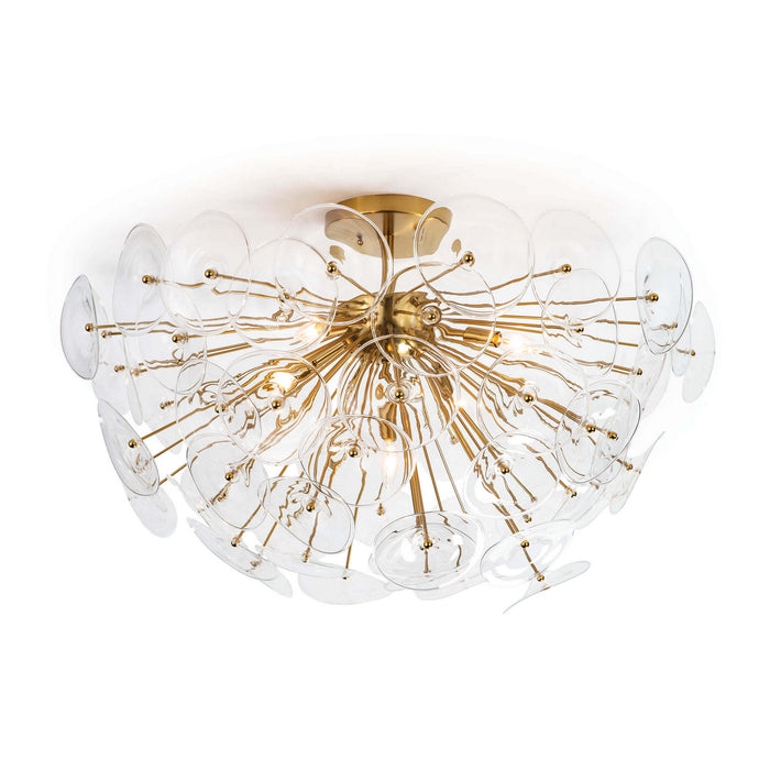 Regina Andrew 16-1232CLR Five Light Flush Mount, Natural Brass