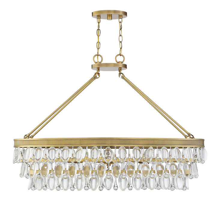 Savoy House 1-8702-8-322 Eight Light Linear Chandelier, Warm Brass