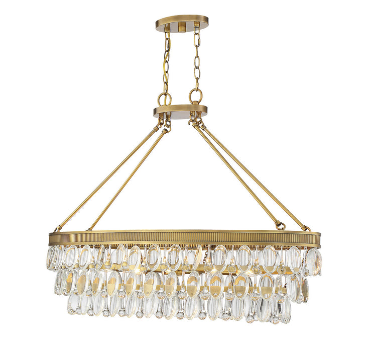 Savoy House 1-8702-8-322 Eight Light Linear Chandelier, Warm Brass