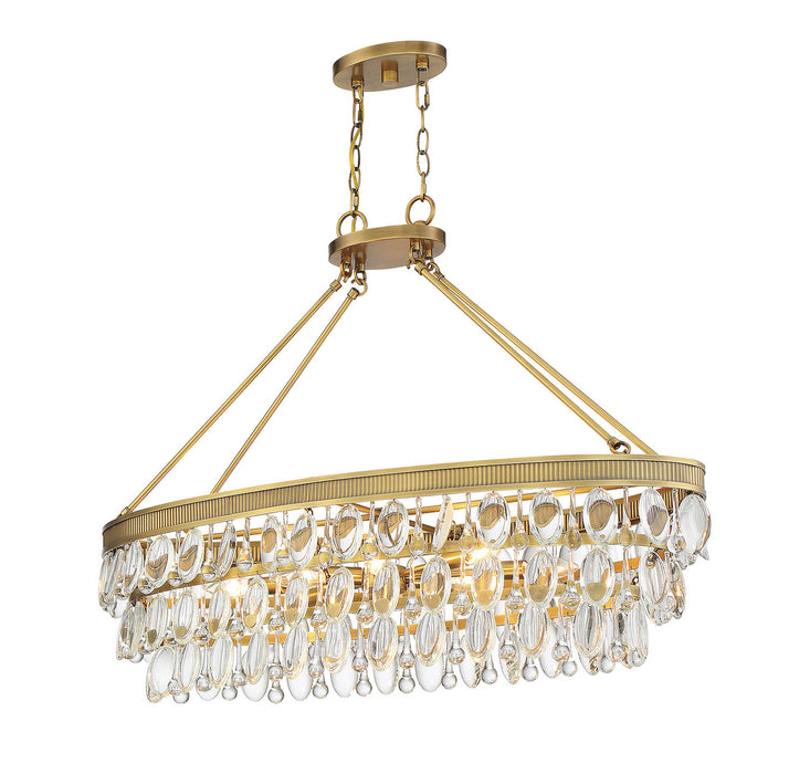 Savoy House 1-8702-8-322 Eight Light Linear Chandelier, Warm Brass