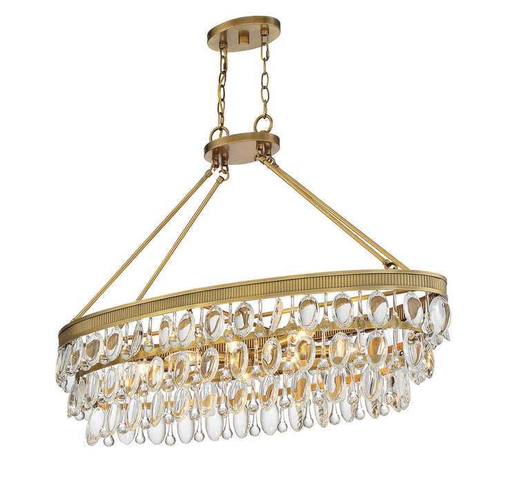 Savoy House 1-8702-8-322 Eight Light Linear Chandelier, Warm Brass