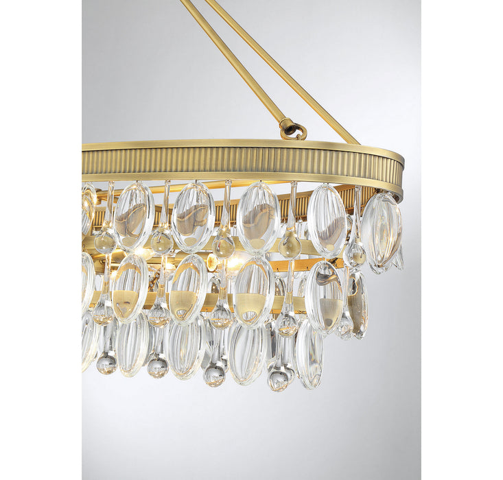 Savoy House 1-8702-8-322 Eight Light Linear Chandelier, Warm Brass