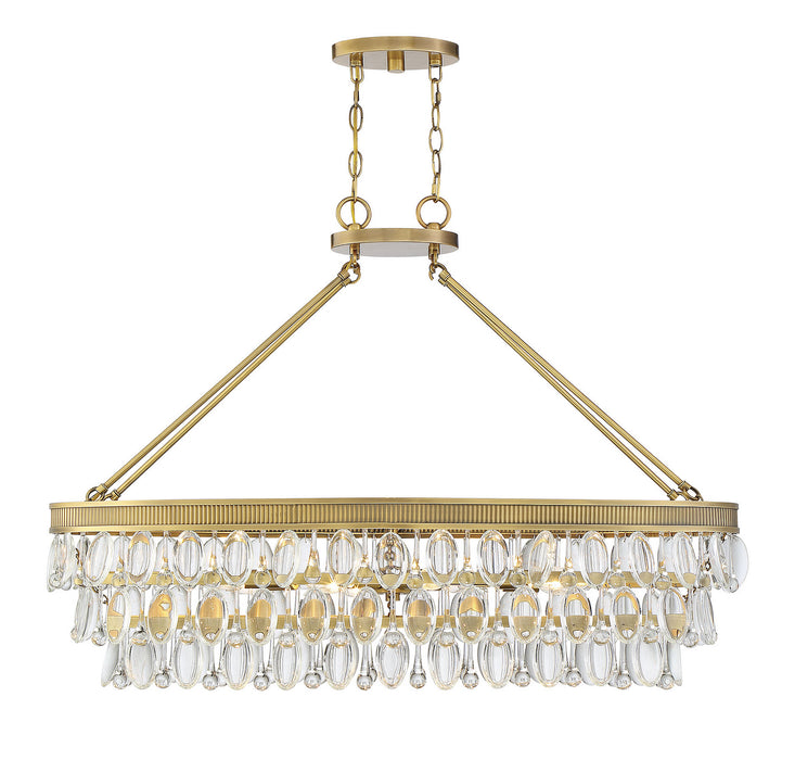 Savoy House 1-8702-8-322 Eight Light Linear Chandelier, Warm Brass