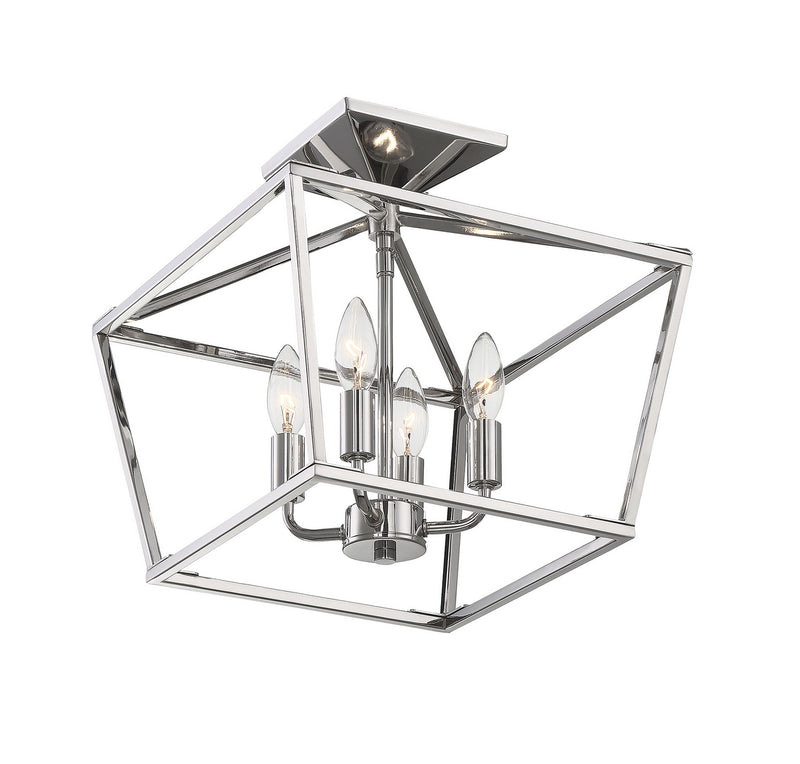 Savoy House 6-328-4-109 Four Light Semi-Flush Mount, Polished Nickel