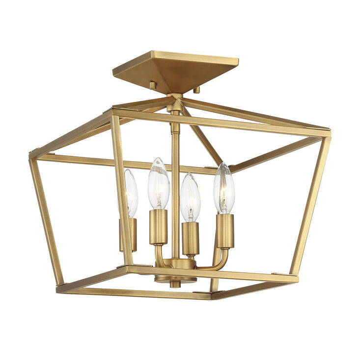 Savoy House 6-328-4-322 Four Light Semi-Flush Mount, Warm Brass