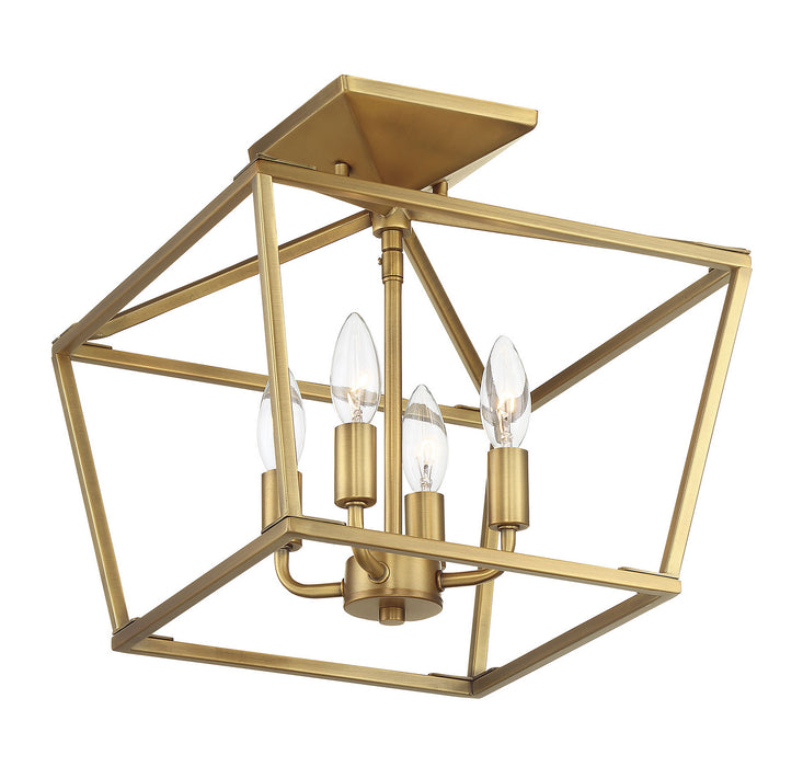Savoy House 6-328-4-322 Four Light Semi-Flush Mount, Warm Brass