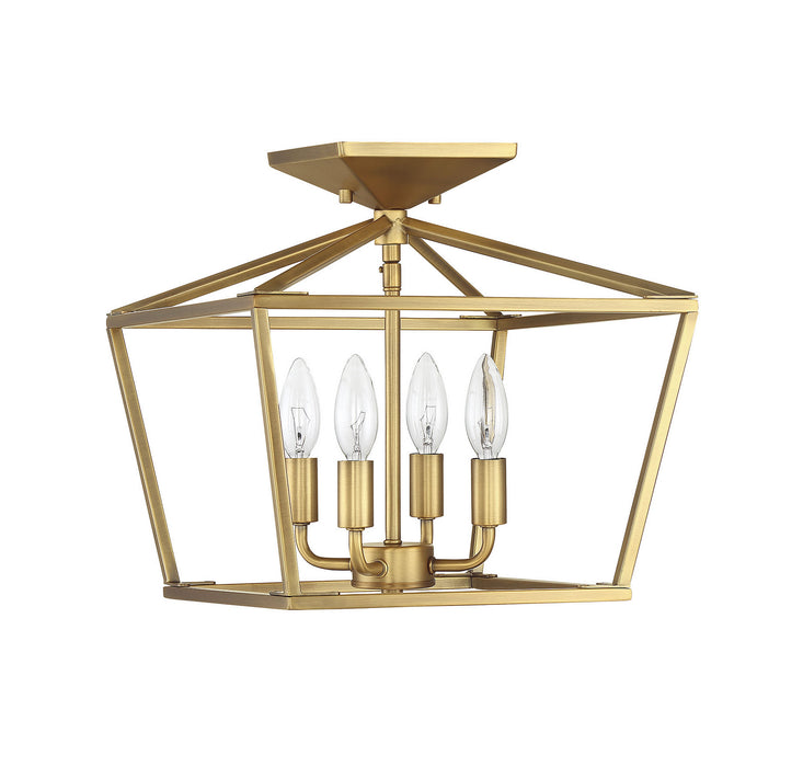 Savoy House 6-328-4-322 Four Light Semi-Flush Mount, Warm Brass