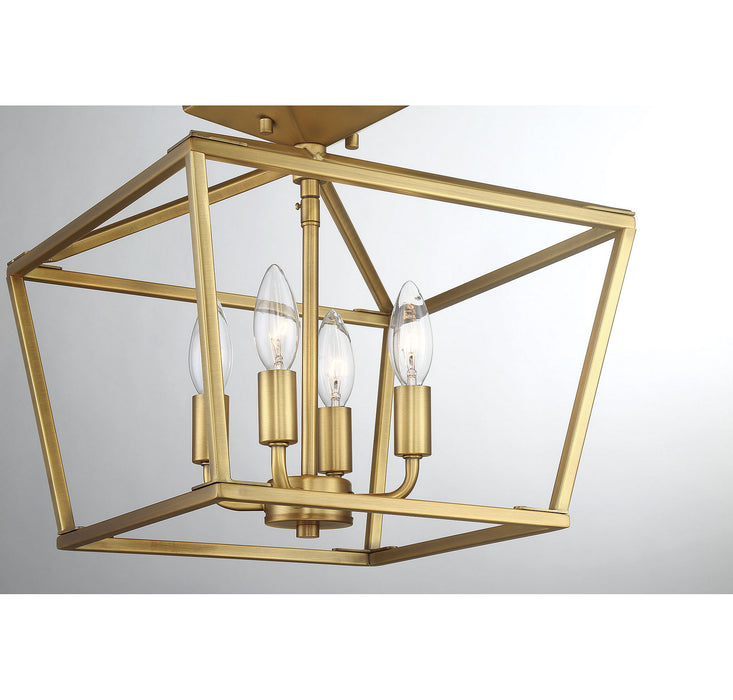 Savoy House 6-328-4-322 Four Light Semi-Flush Mount, Warm Brass