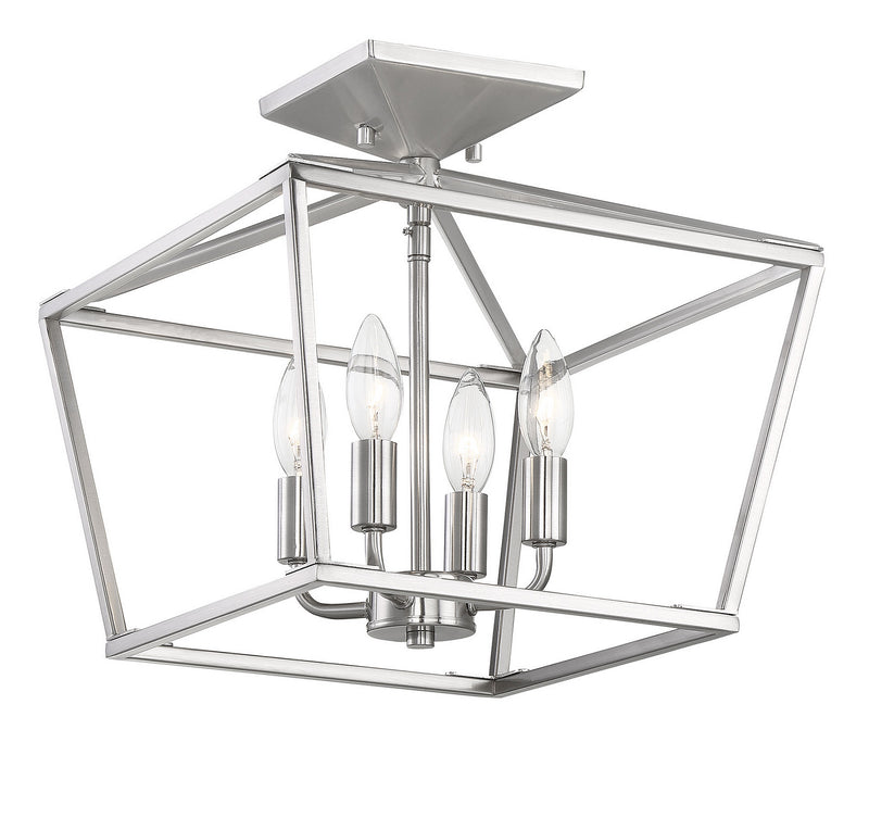 Savoy House 6-328-4-SN Four Light Semi-Flush Mount, Satin Nickel