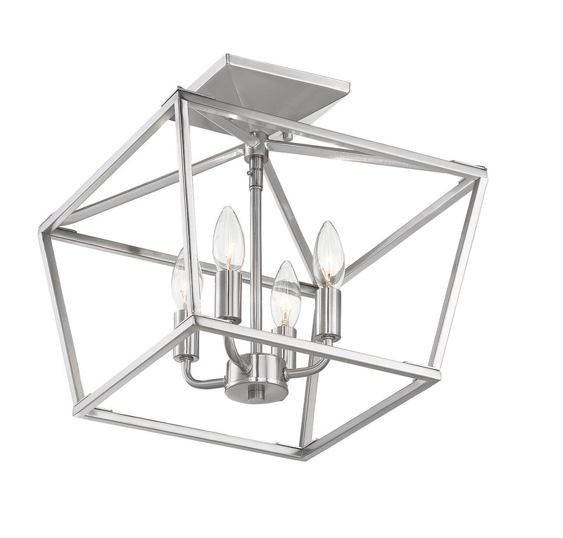 Savoy House 6-328-4-SN Four Light Semi-Flush Mount, Satin Nickel