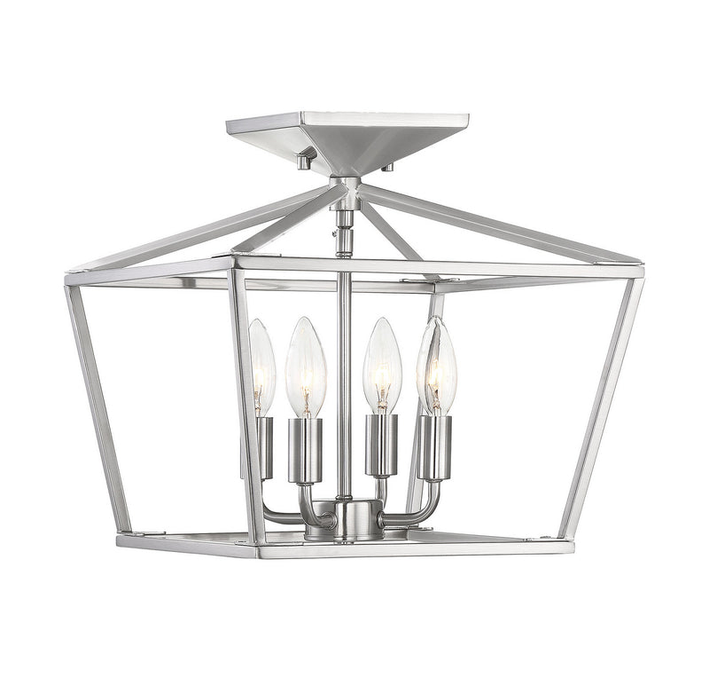 Savoy House 6-328-4-SN Four Light Semi-Flush Mount, Satin Nickel