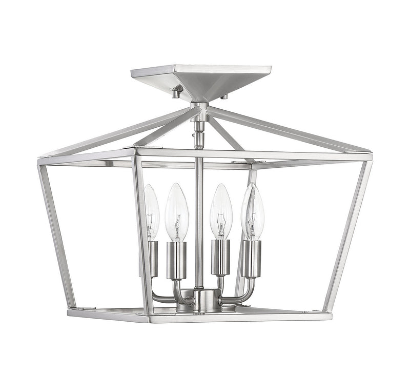 Savoy House 6-328-4-SN Four Light Semi-Flush Mount, Satin Nickel