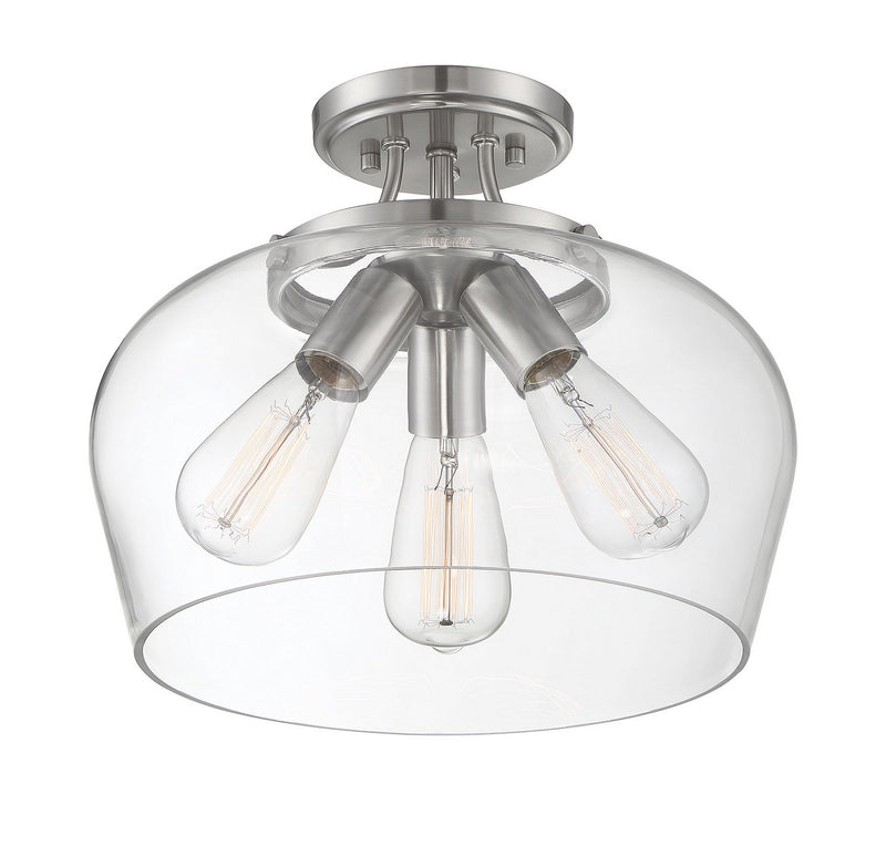Savoy House 6-4035-3-SN Three Light Semi-Flush Mount, Satin Nickel