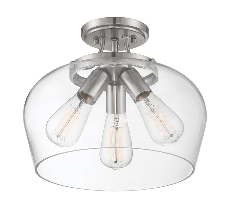 Savoy House 6-4035-3-SN Three Light Semi-Flush Mount, Satin Nickel