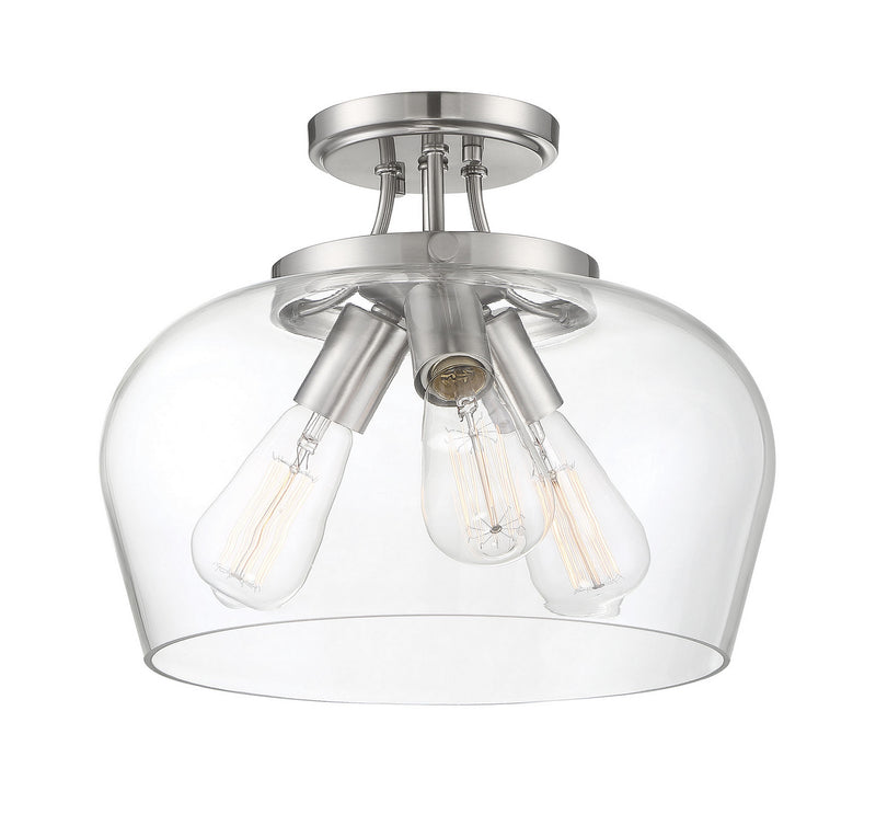 Savoy House 6-4035-3-SN Three Light Semi-Flush Mount, Satin Nickel
