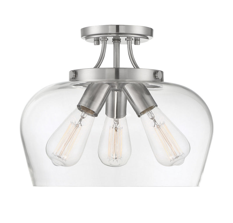 Savoy House 6-4035-3-SN Three Light Semi-Flush Mount, Satin Nickel
