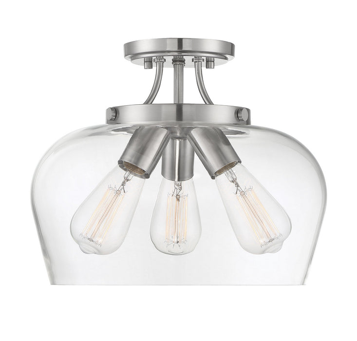 Savoy House 6-4035-3-SN Three Light Semi-Flush Mount, Satin Nickel