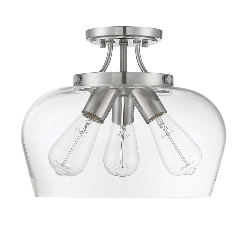Savoy House 6-4035-3-SN Three Light Semi-Flush Mount, Satin Nickel