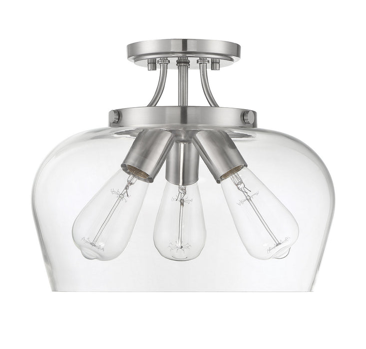 Savoy House 6-4035-3-SN Three Light Semi-Flush Mount, Satin Nickel