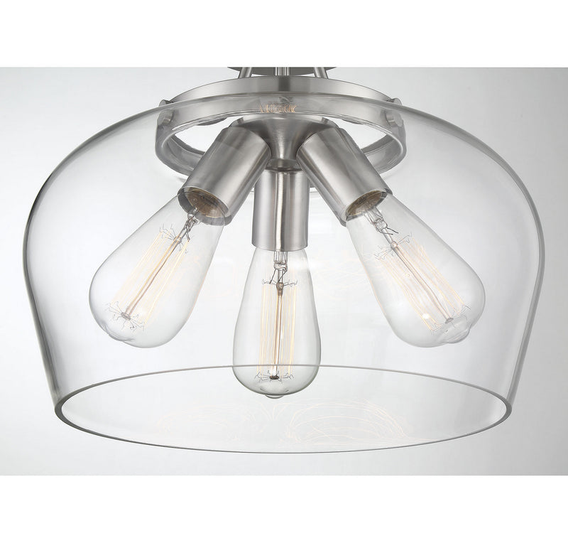 Savoy House 6-4035-3-SN Three Light Semi-Flush Mount, Satin Nickel