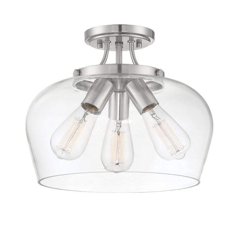 Savoy House 6-4035-3-SN Three Light Semi-Flush Mount, Satin Nickel