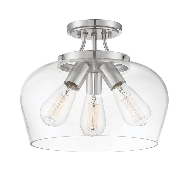 Savoy House 6-4035-3-SN Three Light Semi-Flush Mount, Satin Nickel