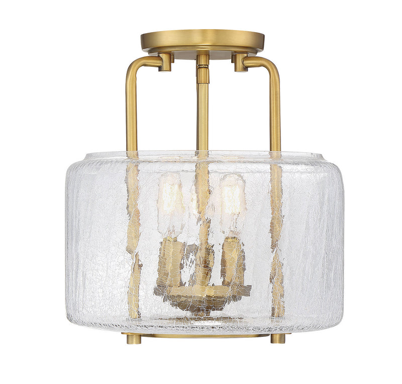 Savoy House 6-7790-3-322 Three Light Semi-Flush Mount, Warm Brass