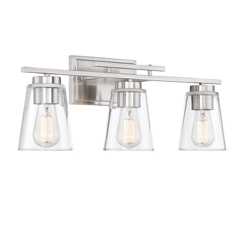 Savoy House 8-1020-3-SN Three Light Bathroom Vanity, Satin Nickel