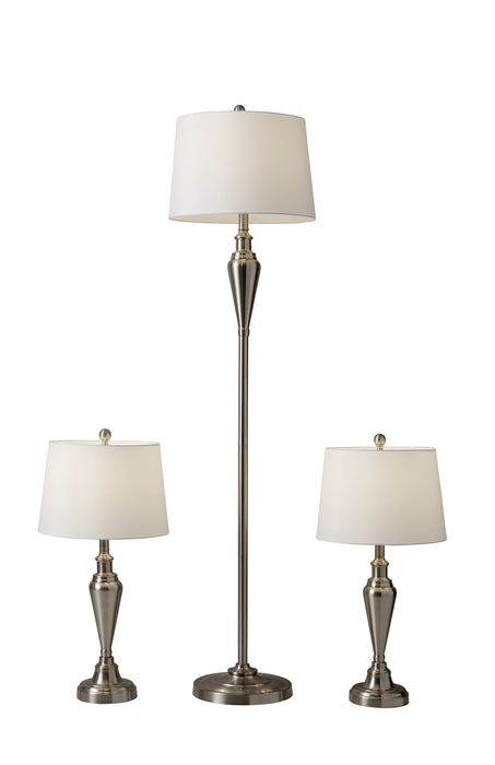 Adesso Home 1583-22 3 Piece Floor And Table Lamp Set, Brushed Steel