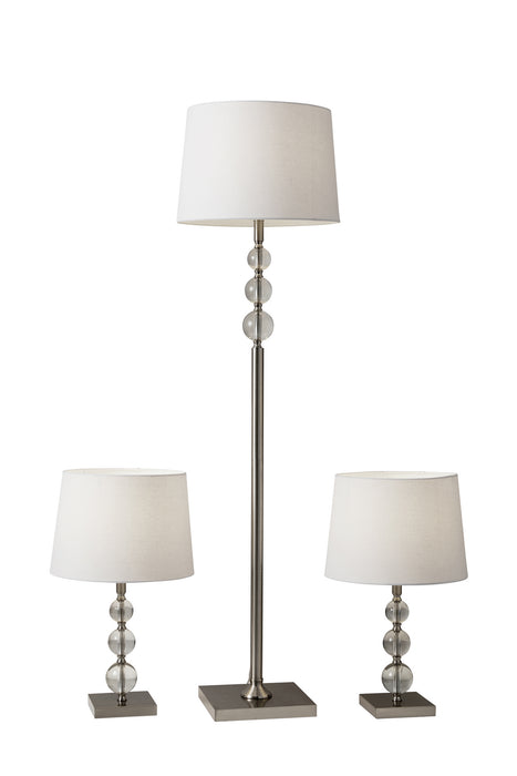Adesso Home 1585-22 3 Piece Floor And Table Lamp Set, Brushed Steel
