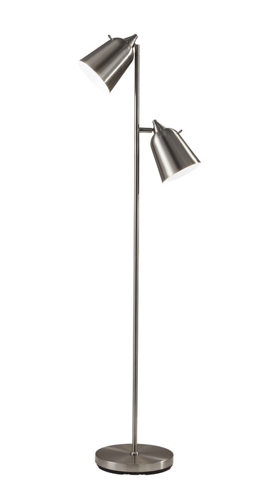 Adesso Home 3237-22 Two Light Floor Lamp, Brushed Steel
