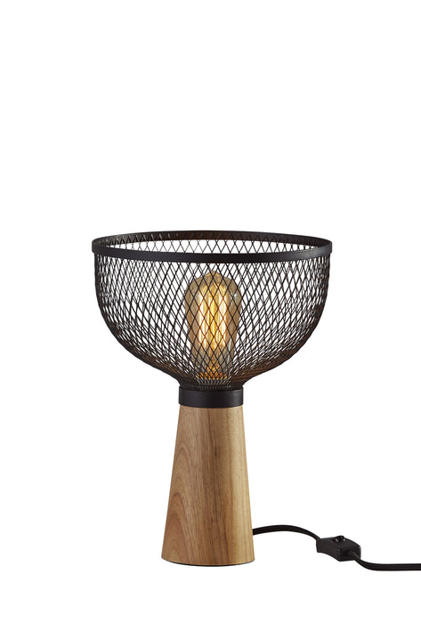 Adesso Home 6269-01 One Light Table Lamp, Matte Black/Natural Rubber Wood
