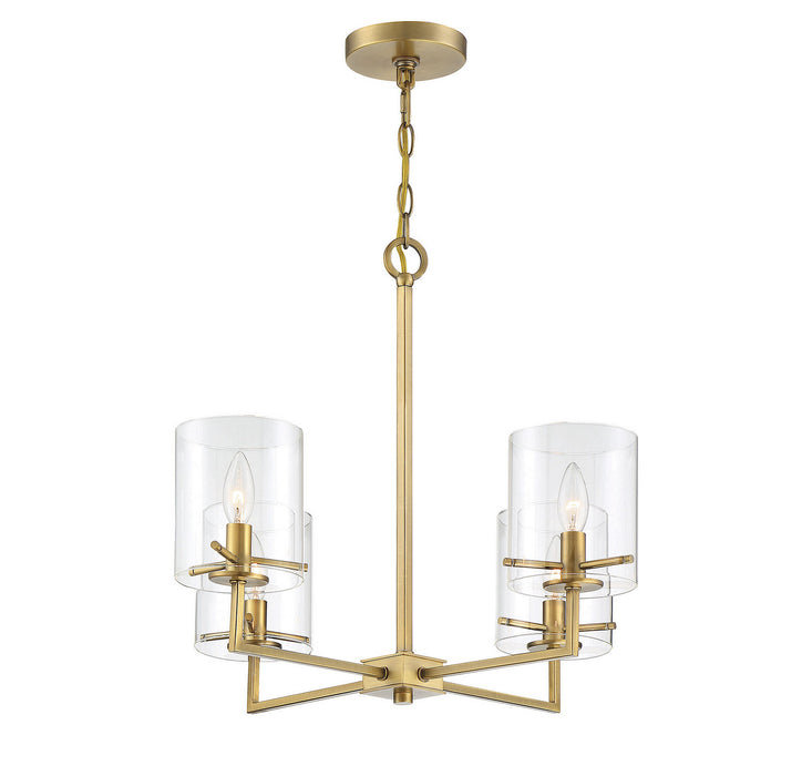 Meridian M10076NB Four Light Chandelier, Natural Brass